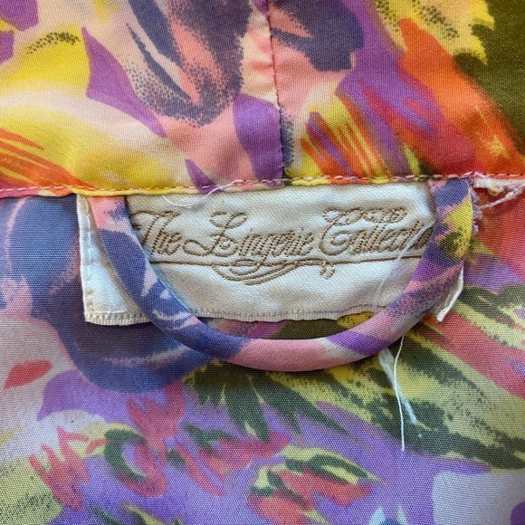 The Lingerie‎ Collection Robe Large Purple Multicolor Floral 3/4 Kimono Sleeve - Picture 10 of 10